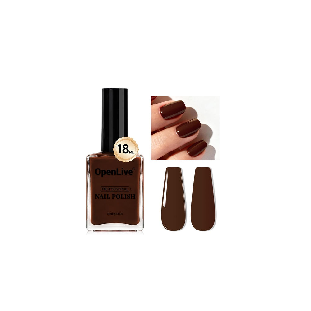 OpenLive 18ml brown nail polish bottle displays rich color for home manicures