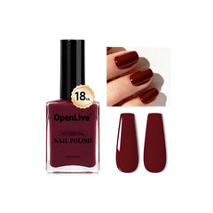OpenLive 18ml dark red nail polish bottle showing vibrant color for chic nails.