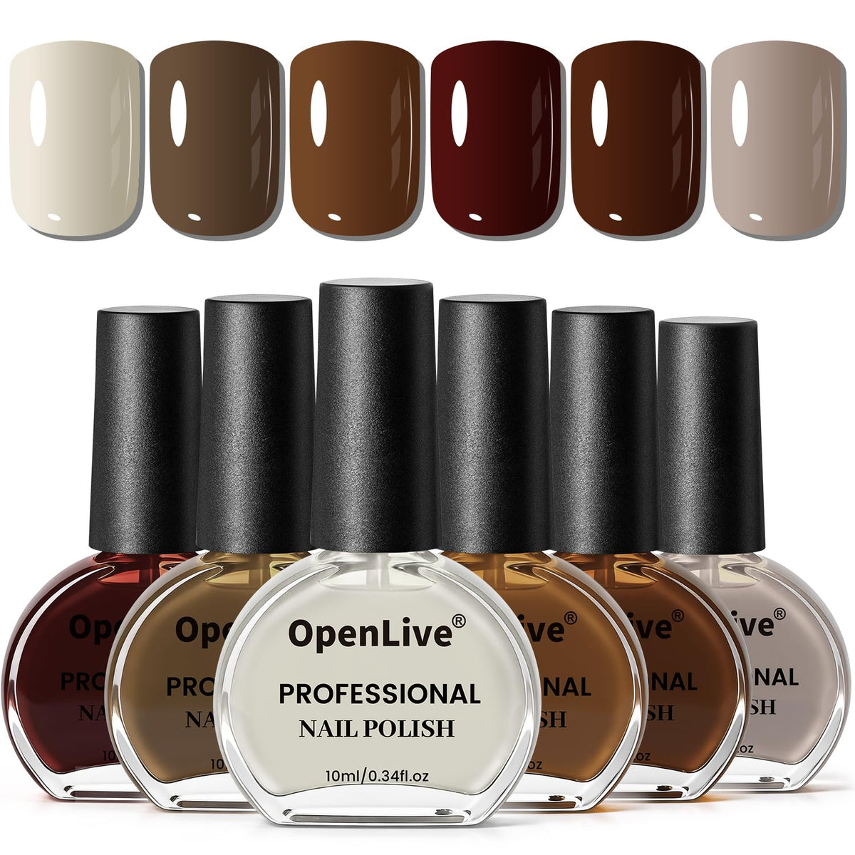 OpenLive chocolate brown nail polish set six colors for versatile fall looks