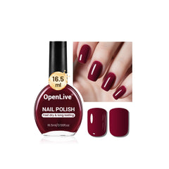 OpenLive dark red nail polish bottle with quick-dry finish for chic home manicures