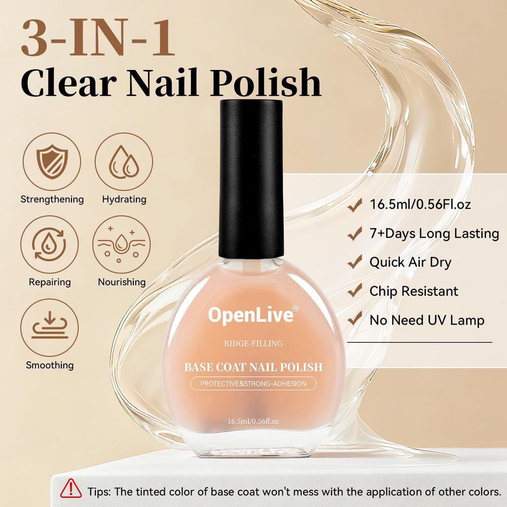 OpenLive endurecedor de uñas sin color, fortaleciendo y protegiendo la superficie