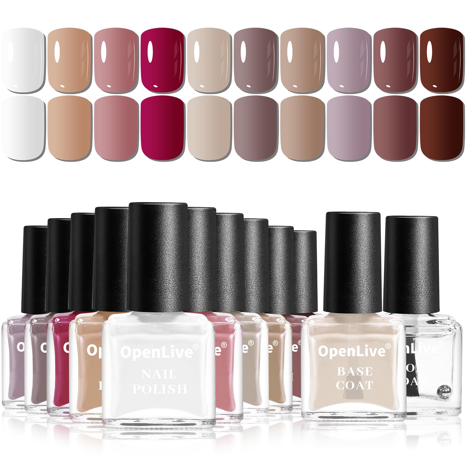 OpenLive Esmalte 12 piezas, paleta de colores vibrantes para estilos de uñas variados