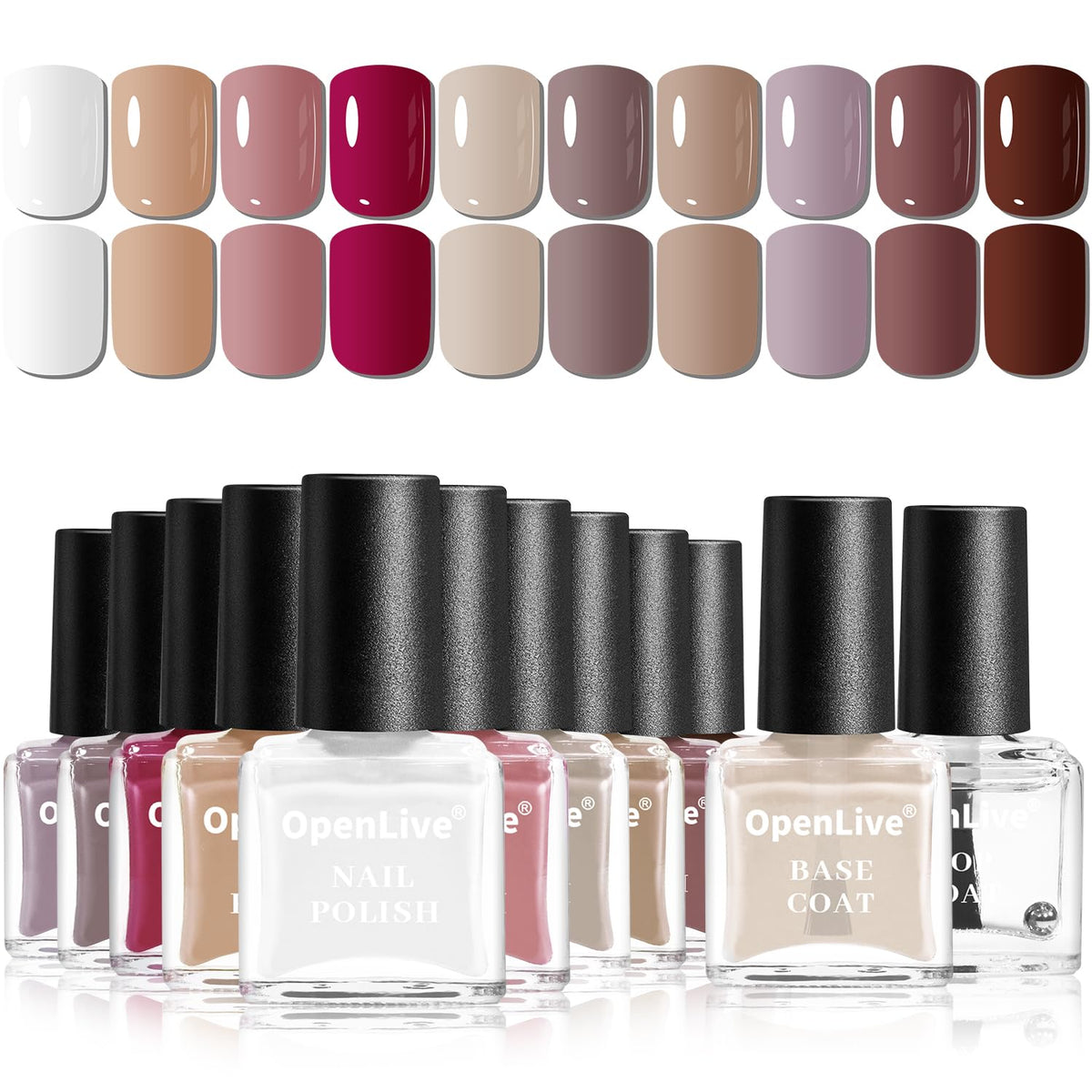 OpenLive Esmalte 12 piezas, paleta de colores vibrantes para estilos de uñas variados