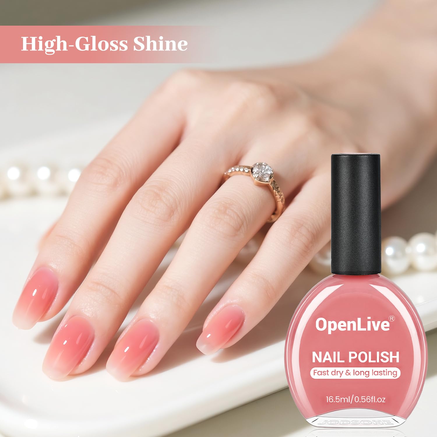 OpenLive esmalte jelly pink secado rápido sin lámpara necesaria.