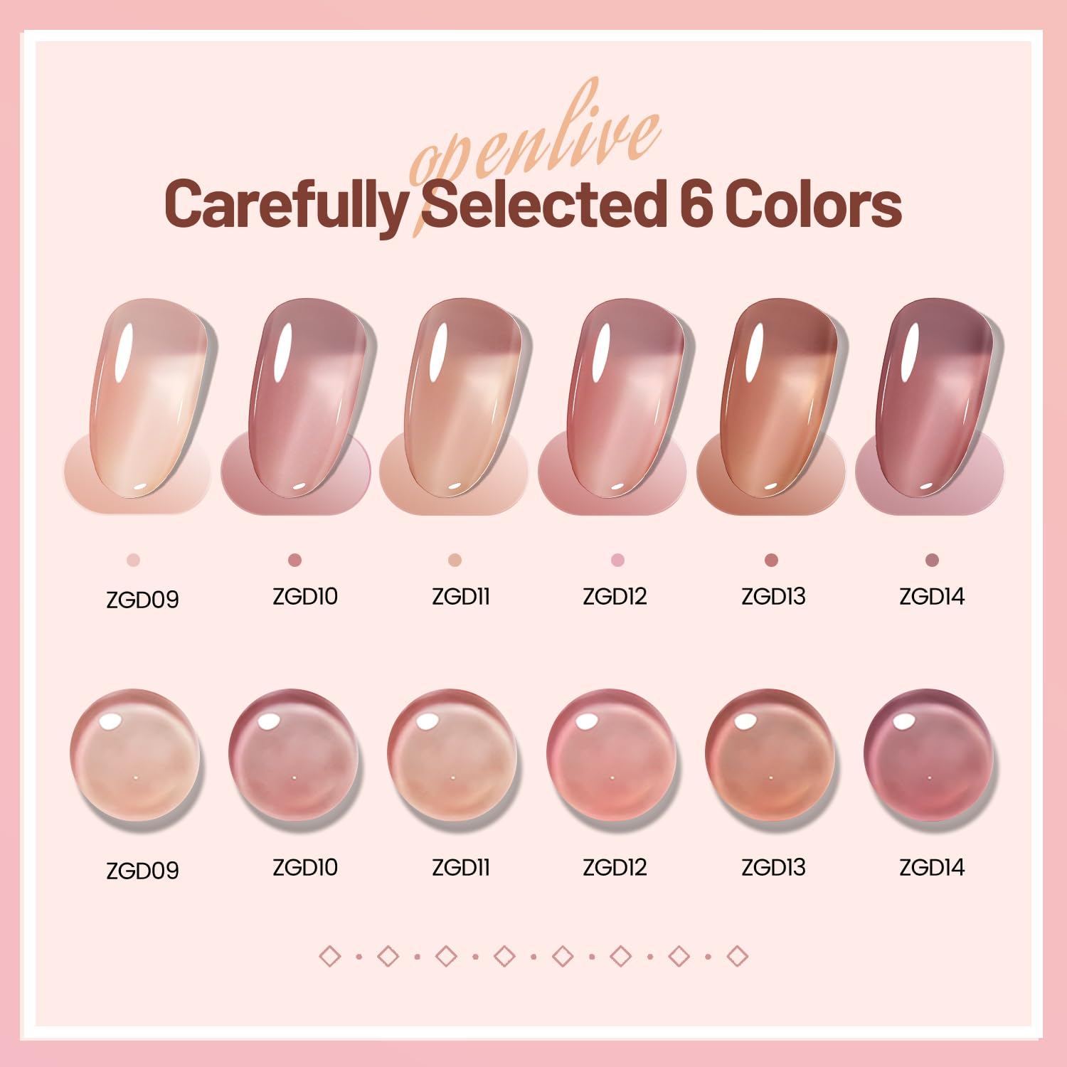OpenLive Esmalte Jelly Rosa Claro: tono suave que realza uñas limpias y brillantes.