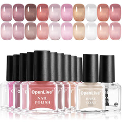 OpenLive set jelly con base y top, acabado de alto brillo para uñas perfectas.