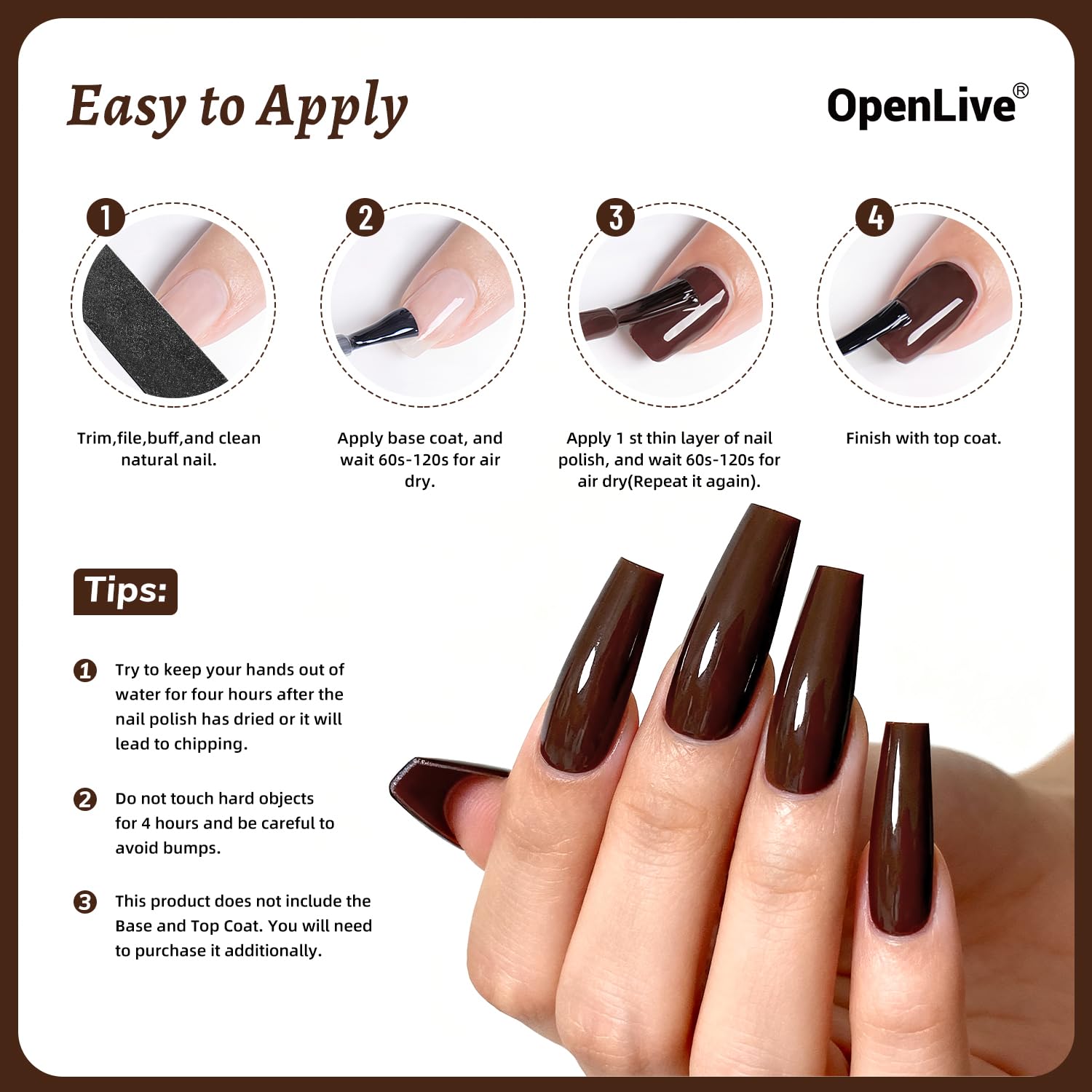 OpenLive gift-ready packaging with brown nail polish