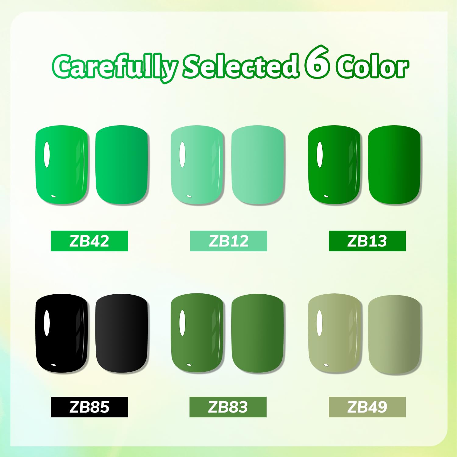 OpenLive Green Nail Polish collection swatches reveal rich pigment for quick-dry manicures.