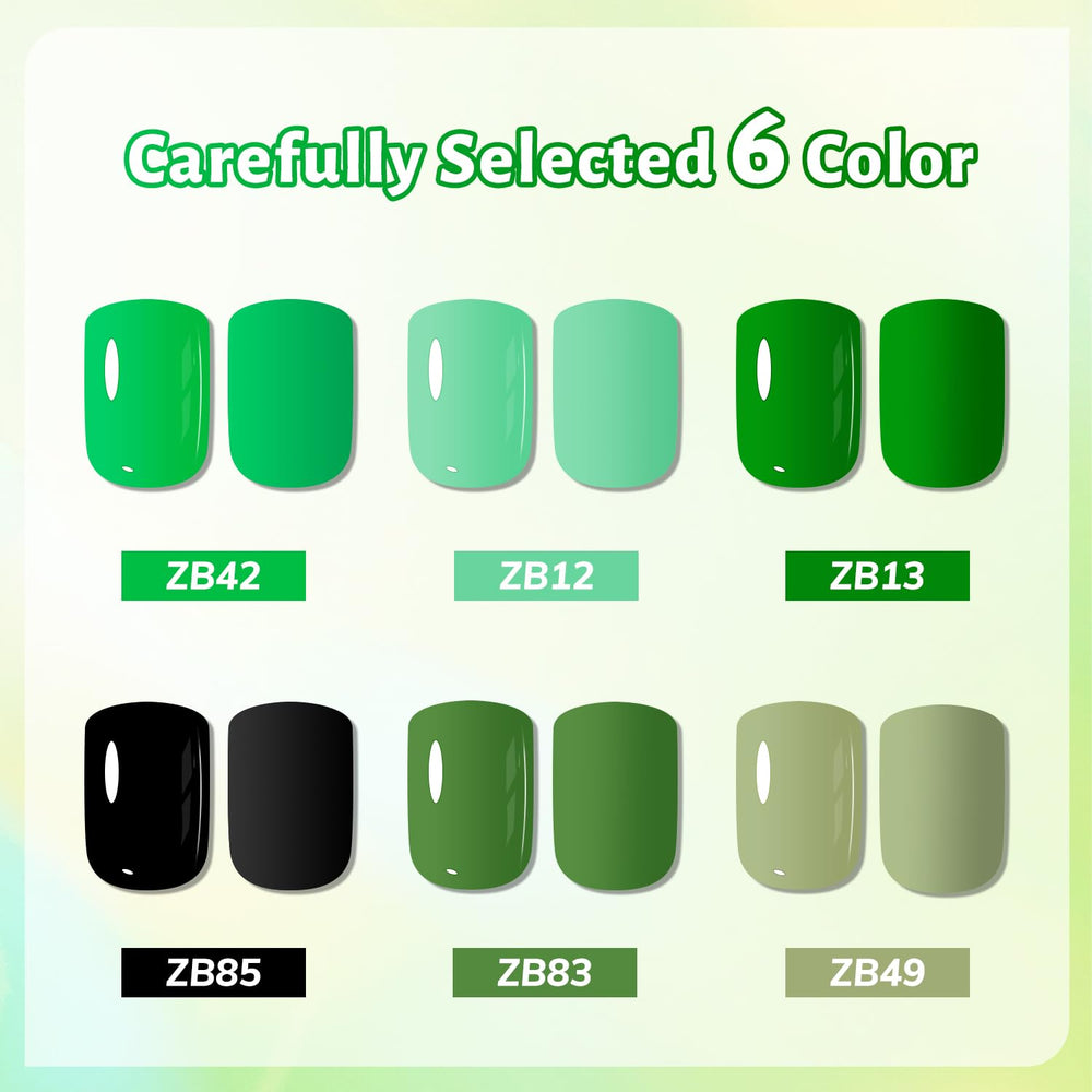 OpenLive Green Nail Polish collection swatches reveal rich pigment for quick-dry manicures.