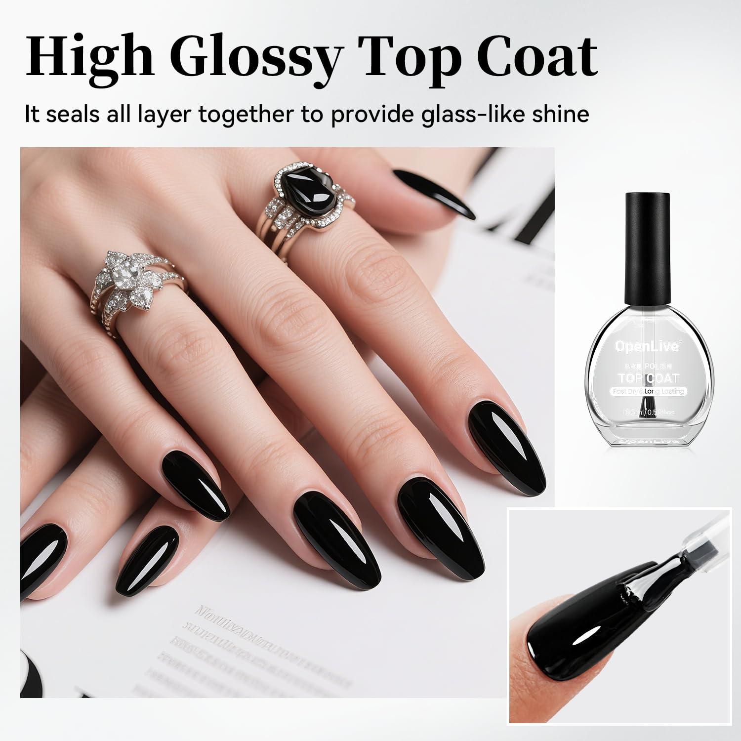 OpenLive clear top coat delivers a brilliant high-gloss shine.