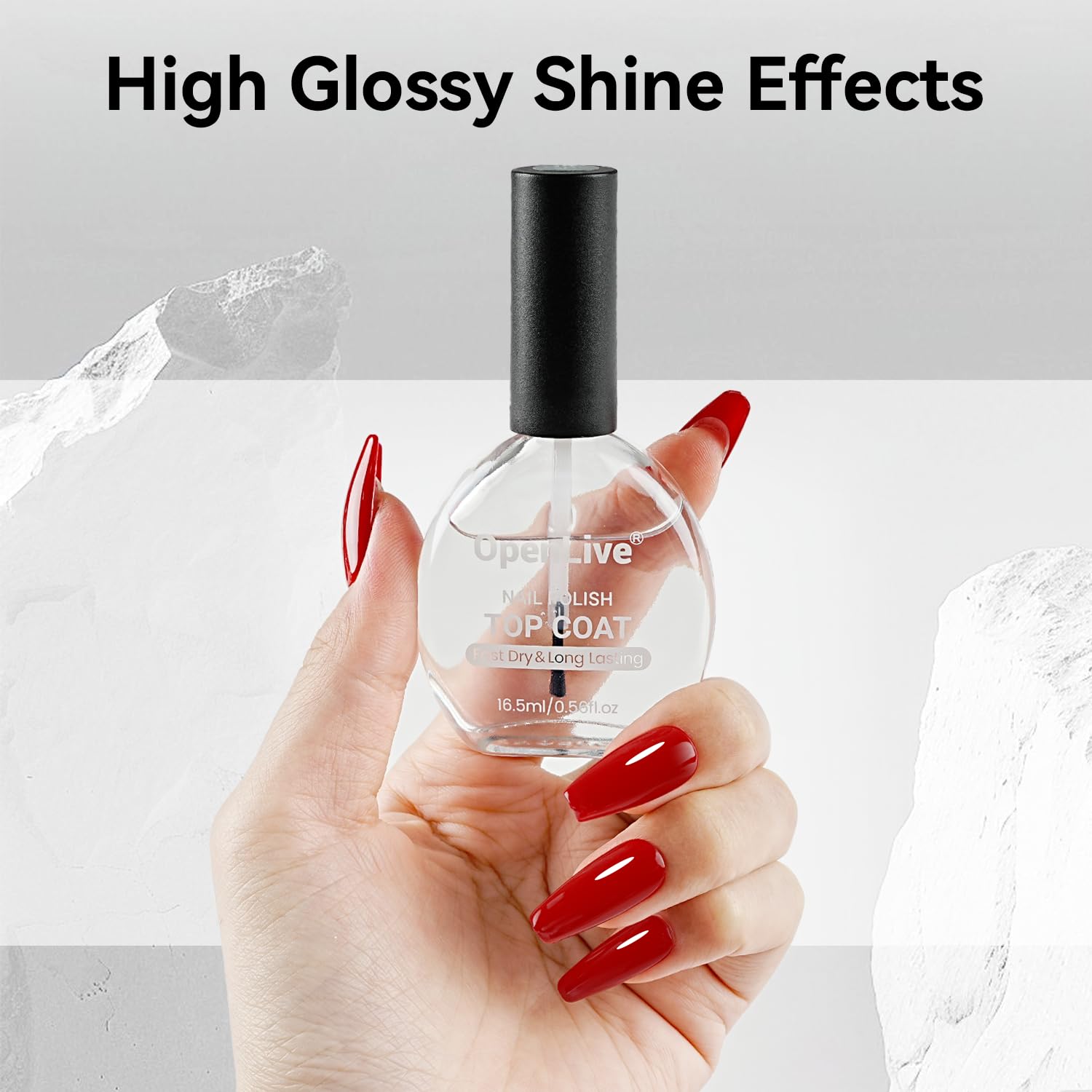 OpenLive high shine finish on nails after top coat