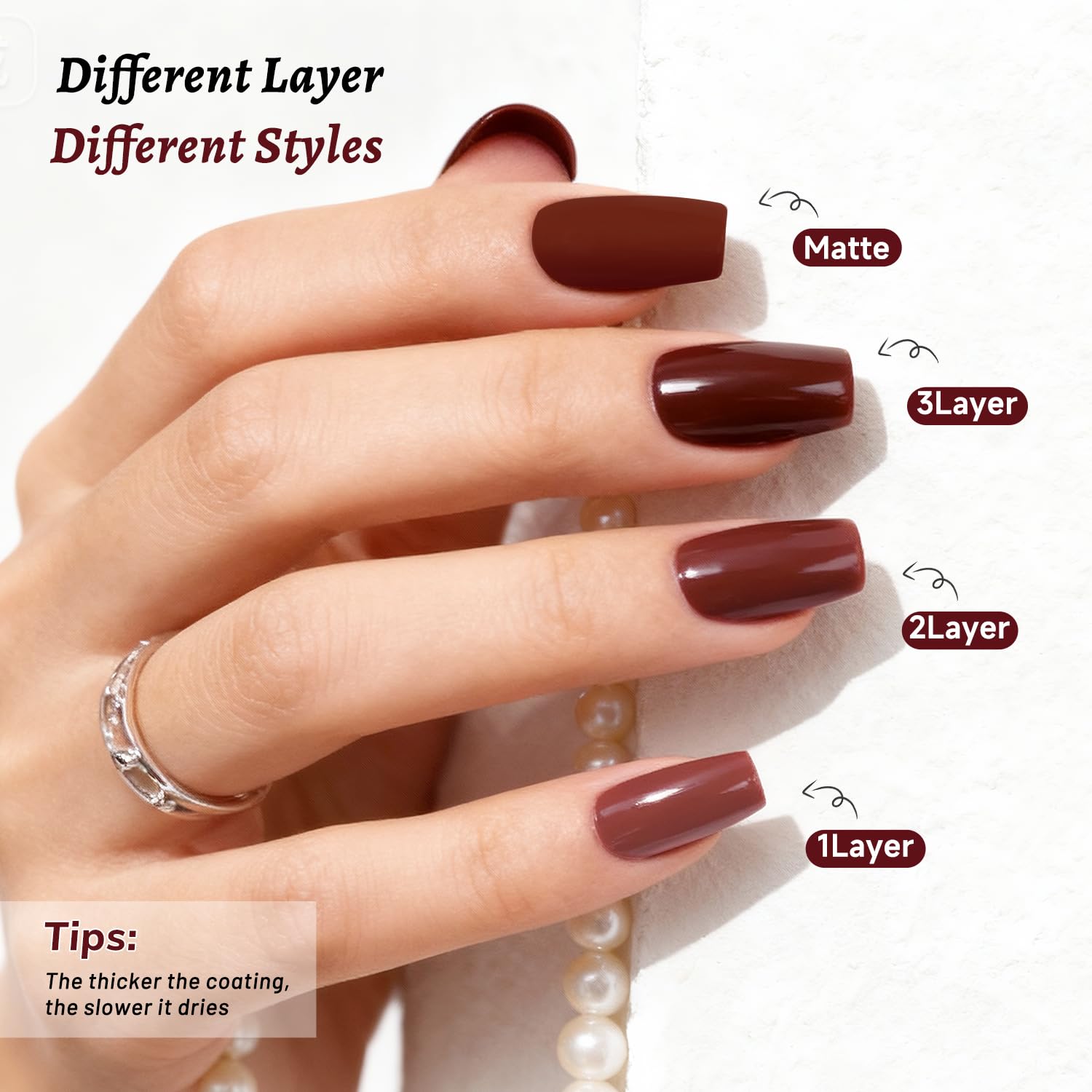 OpenLive dark red polish delivers long-lasting shine on nails.