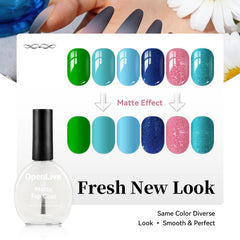 OpenLive Matte Top Coat dries in 60 seconds with no lamp.
