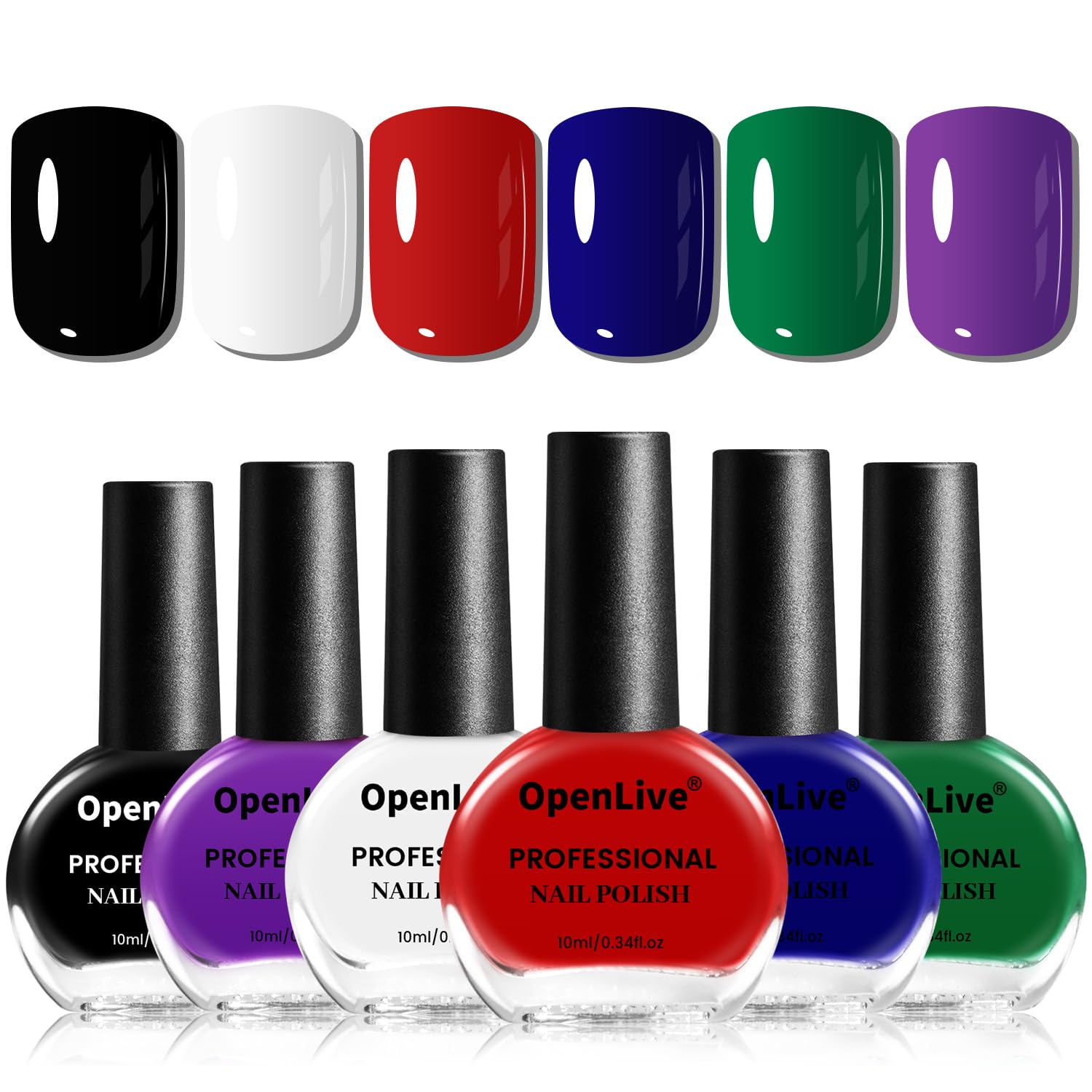 OpenLive Black nail polish bottle for bold, high-contrast nails.