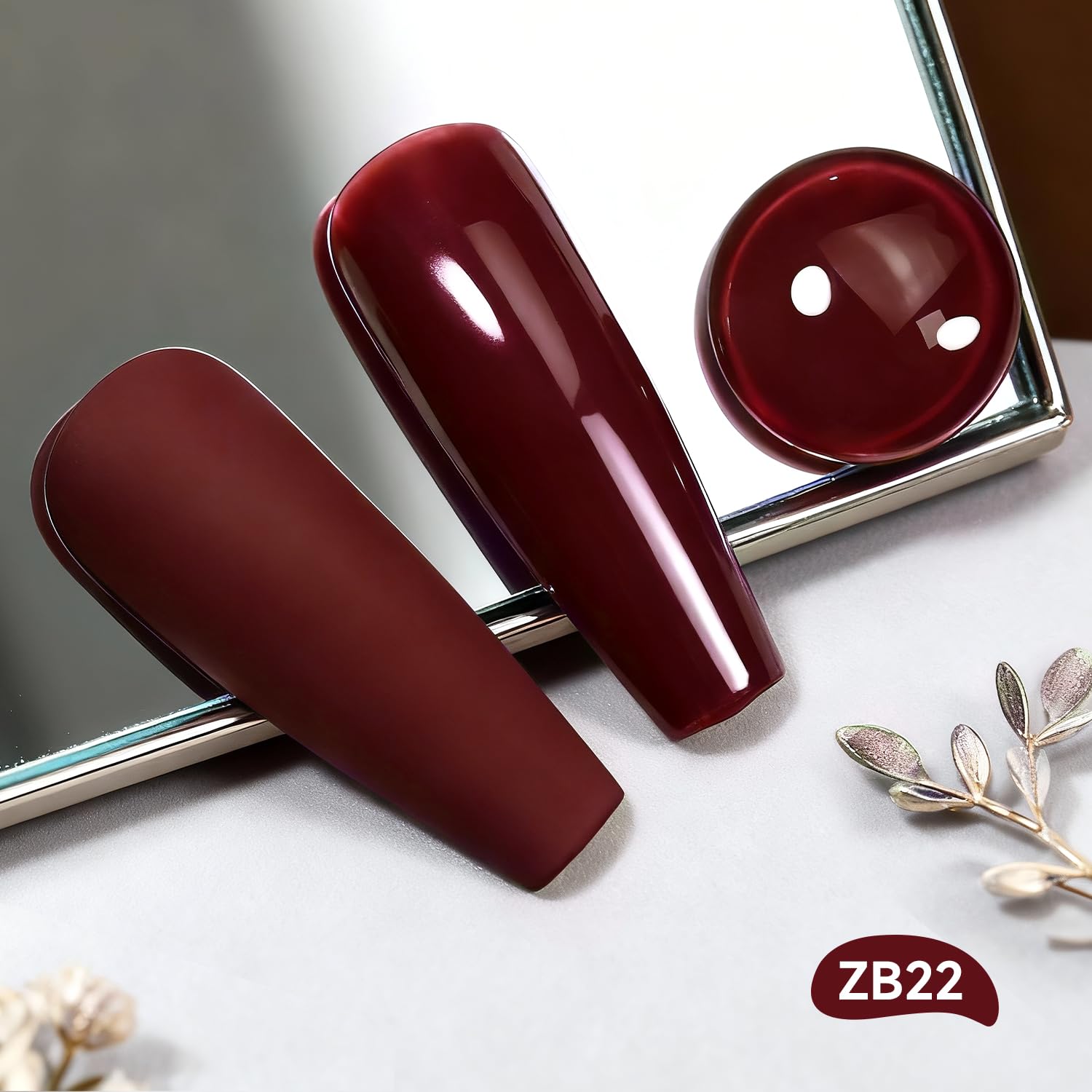 OpenLive nail polish brush applying glossy dark red color for a professional manicure.