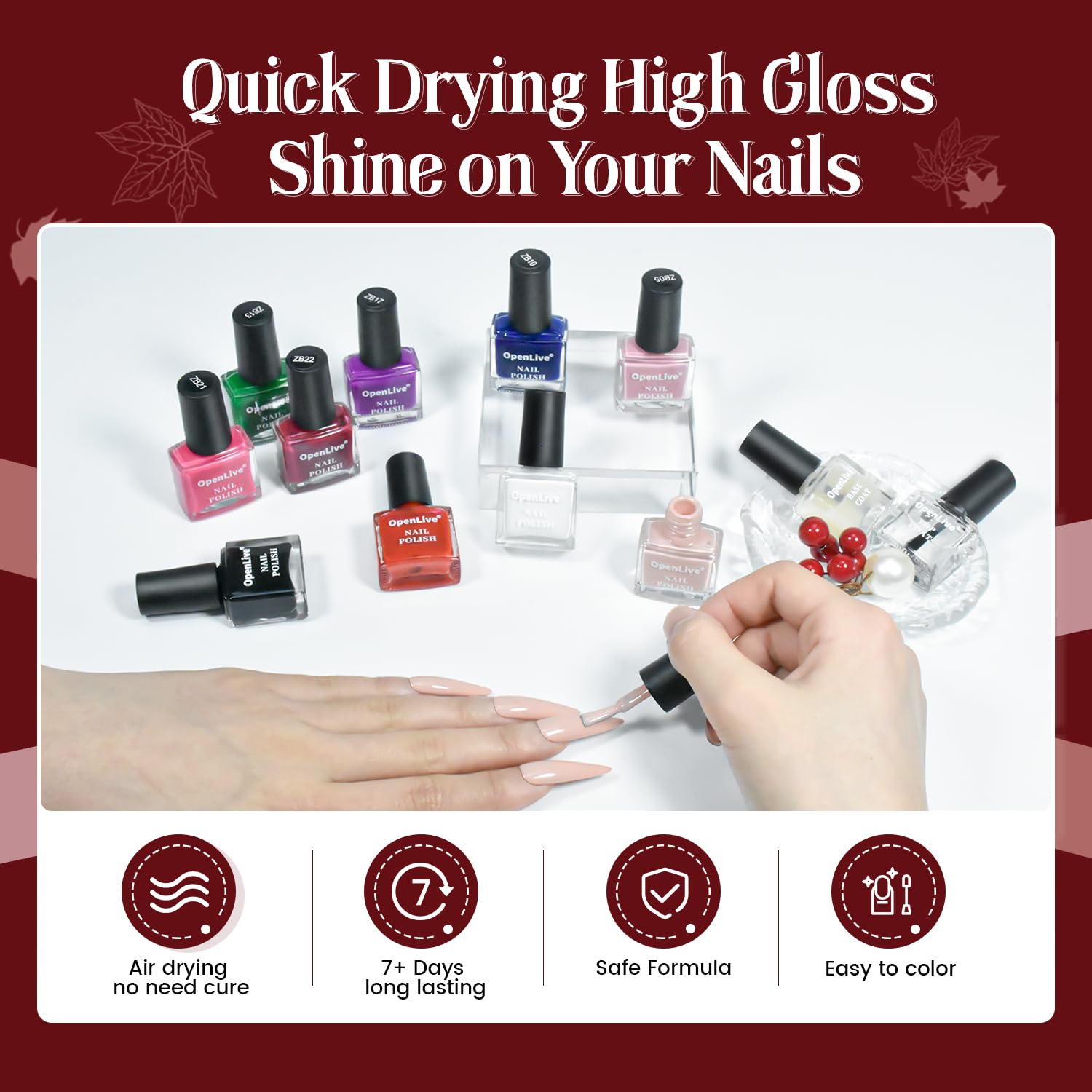 OpenLive nail polish display ready for daily wear and quick manicures
