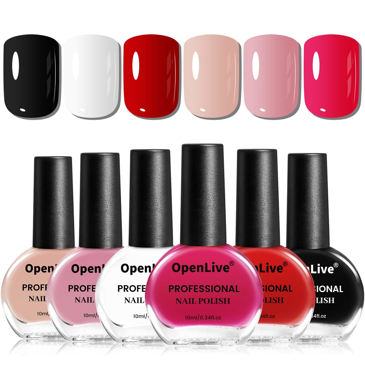 OpenLive Nail Polish Set packaging showing six colors for versatile looks