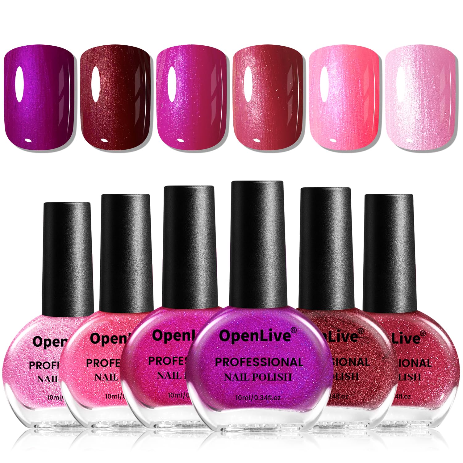 OpenLive nail polish set in red glitter for bold, long-lasting nails.