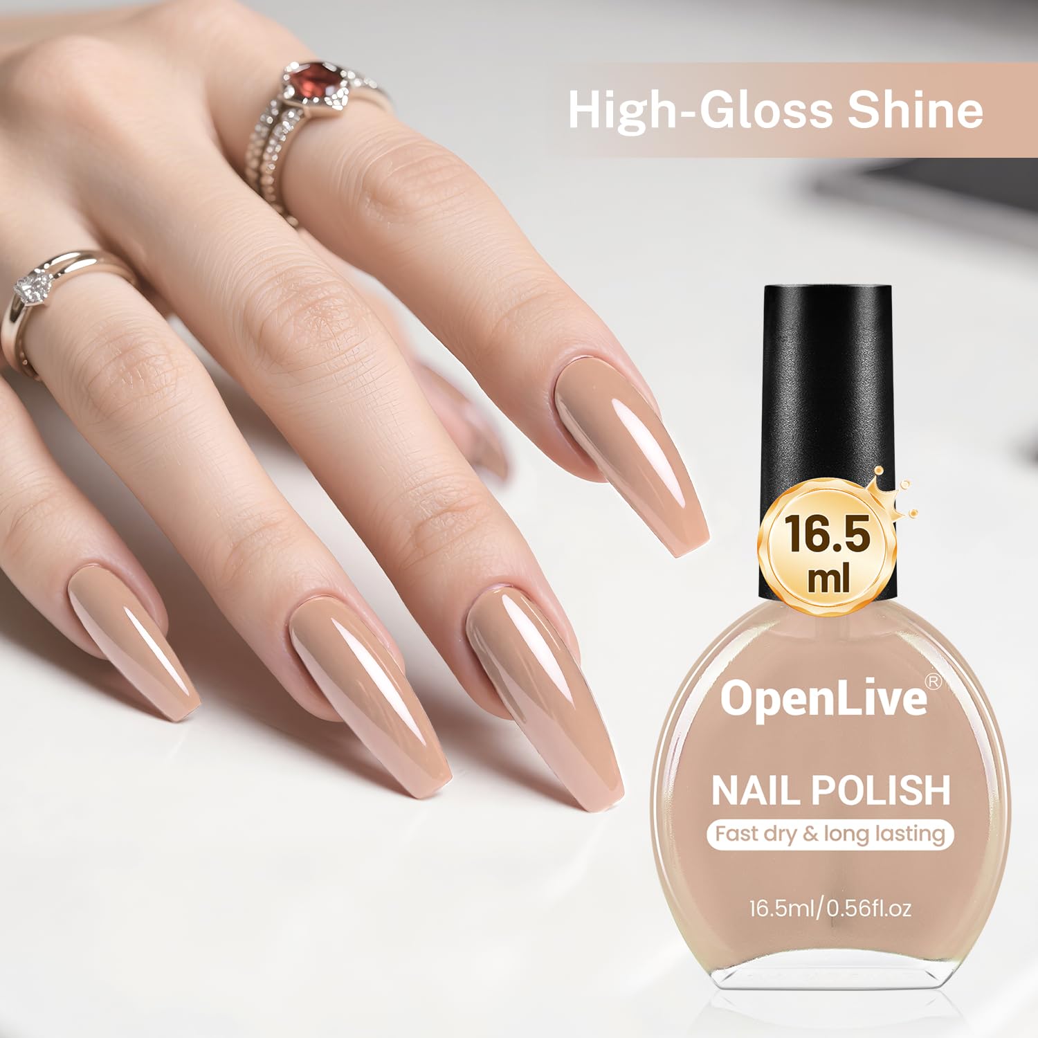 OpenLive Nude Pink Nail Polish showcasing long-lasting color for daily use.