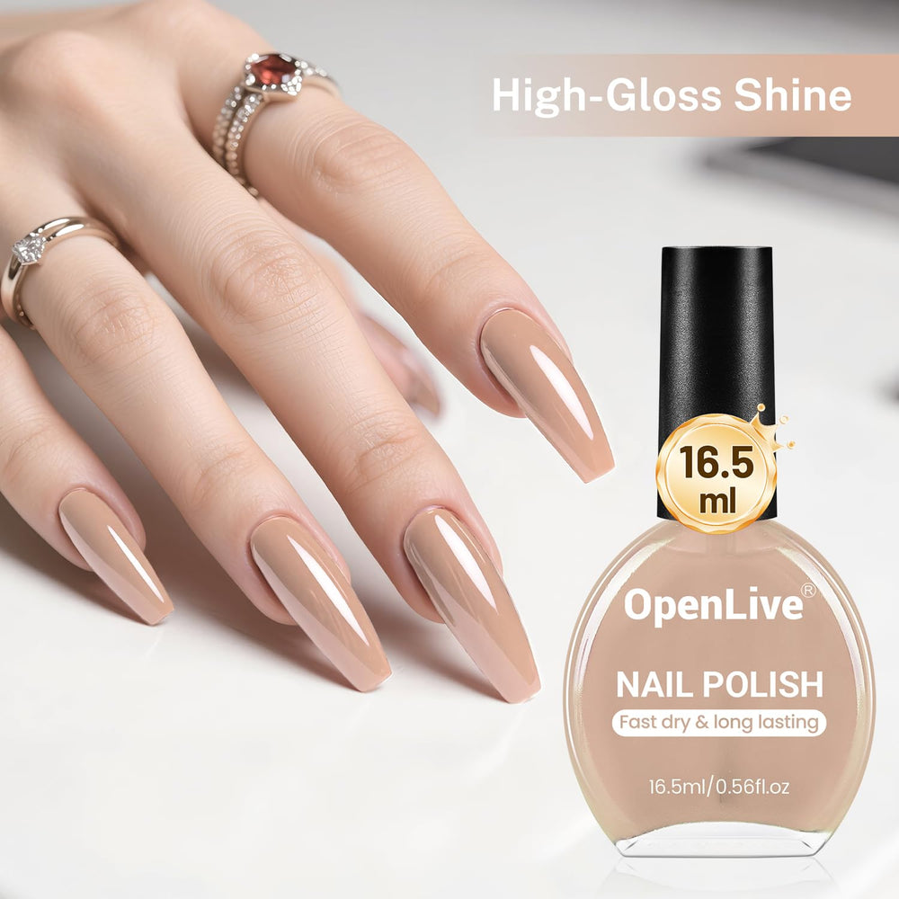 OpenLive Nude Pink Nail Polish showcasing long-lasting color for daily use.