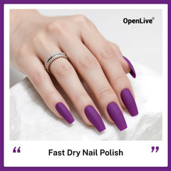 OpenLive purple nail polish swatches showing long-lasting color options