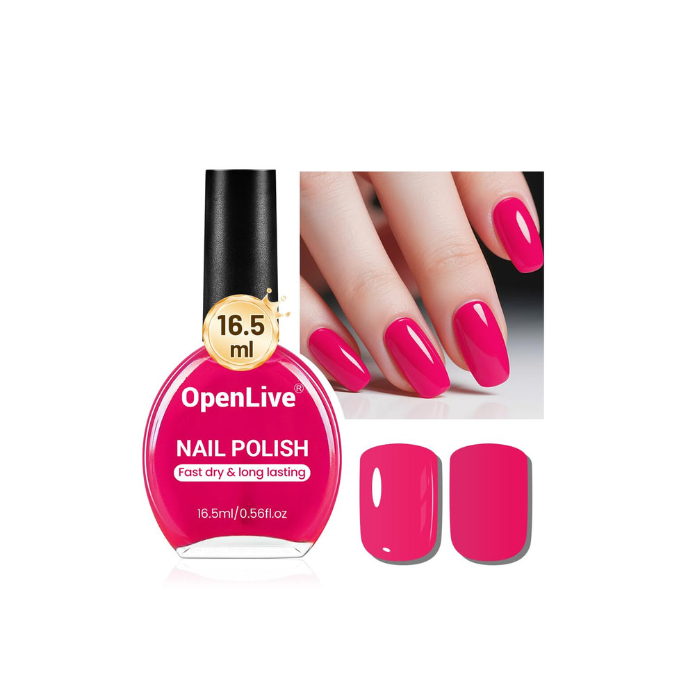 OpenLive rose pink nail polish bottle close-up showing rich color