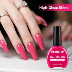 OpenLive rose pink nail polish on nails with chic shine
