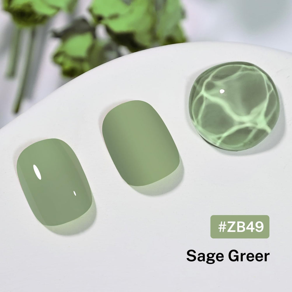OpenLive sage green polish brush stroke for a minimalist, salon-like finish.