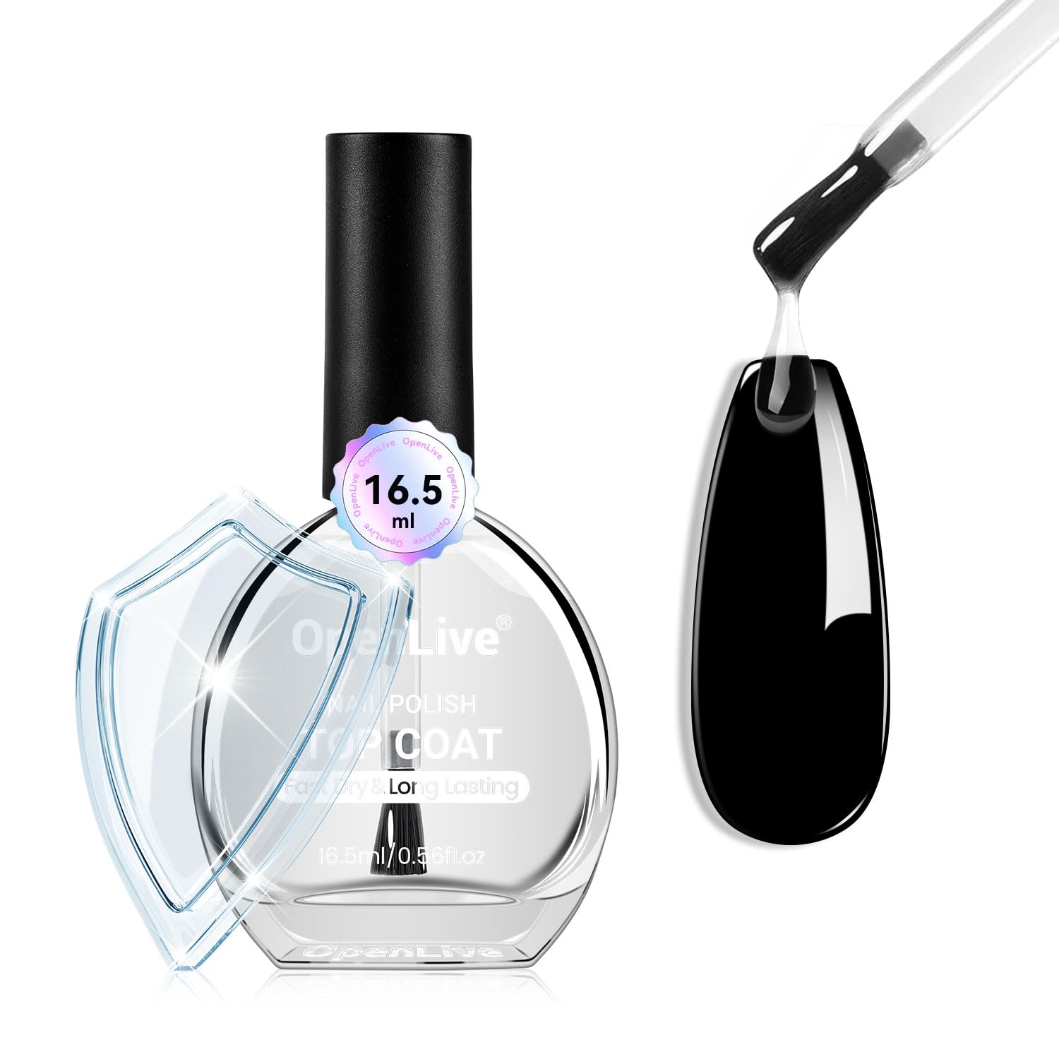 OpenLive top coat bottle 16.5ml for long-lasting high-gloss nails.