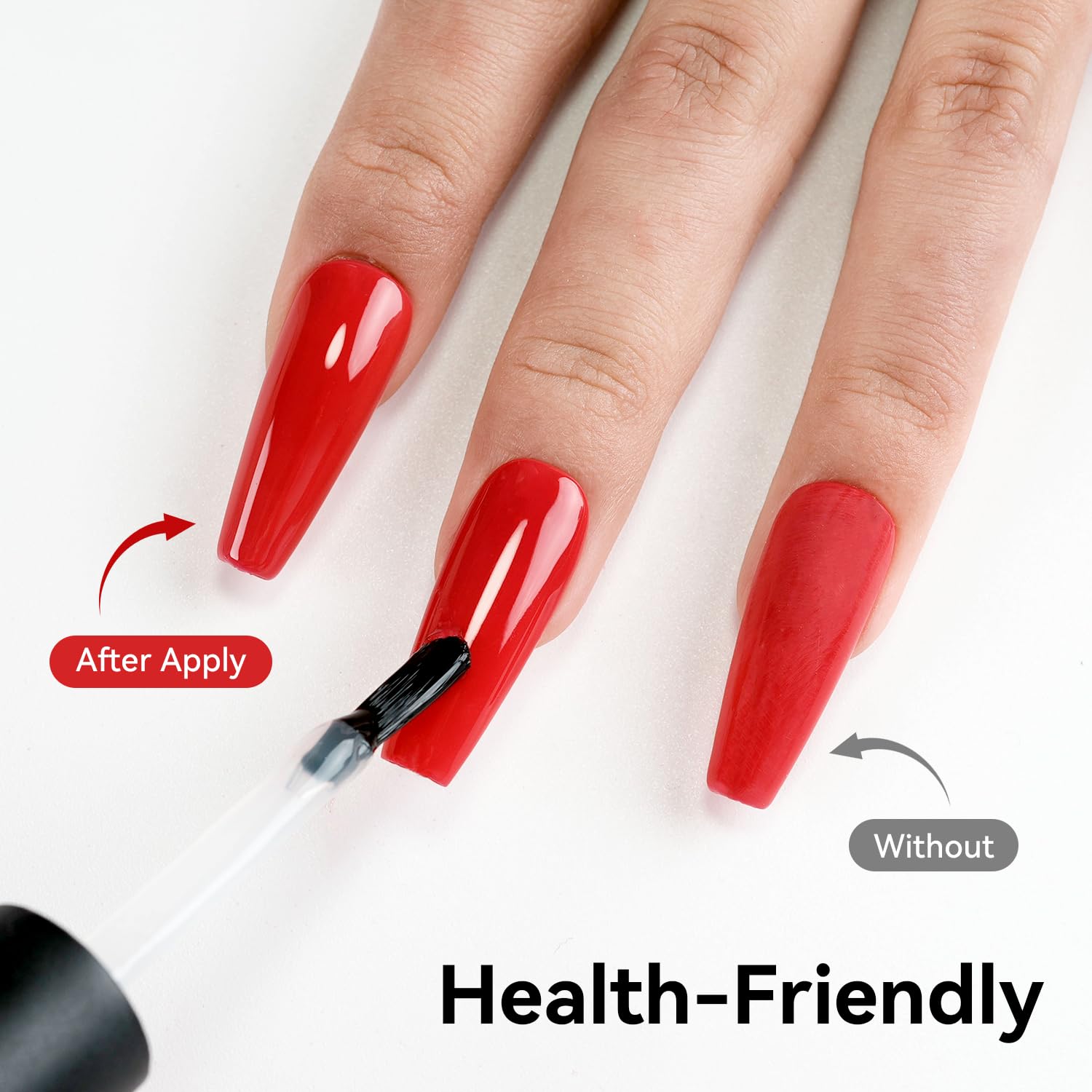 OpenLive top coat brush applying clear gloss over nails