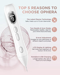 OPHERA digital display shows intensity and battery level for controlled sessions.
