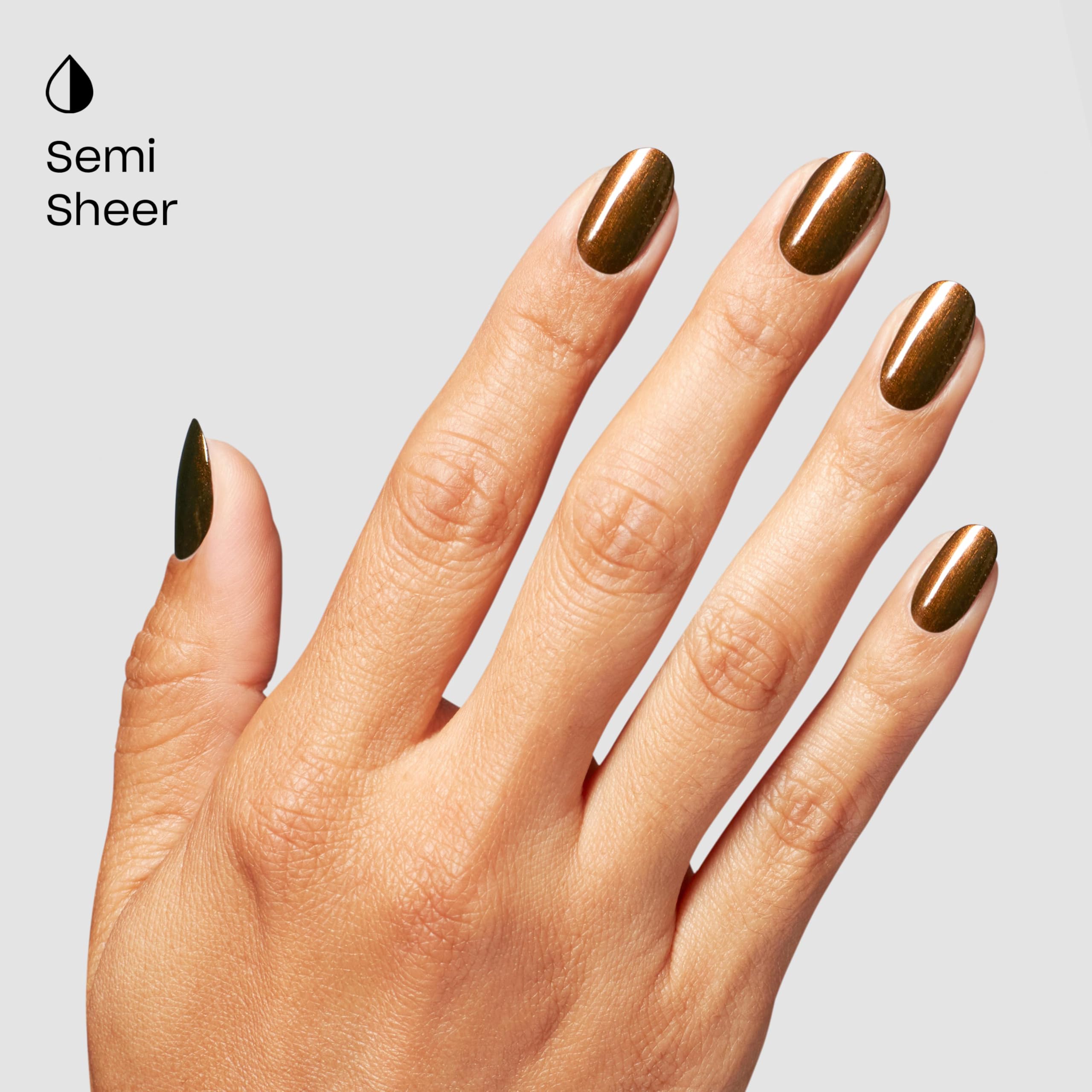 OPI Band Tease tono marrón con brillo dorado para look glam.