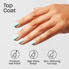 OPI Capa Superior: brocha amplia para cobertura uniforme.