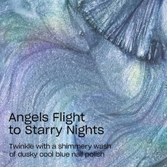OPI Angels Flight to Starry Nights: muestra en uñas con efecto holográfico, estilo moderno.