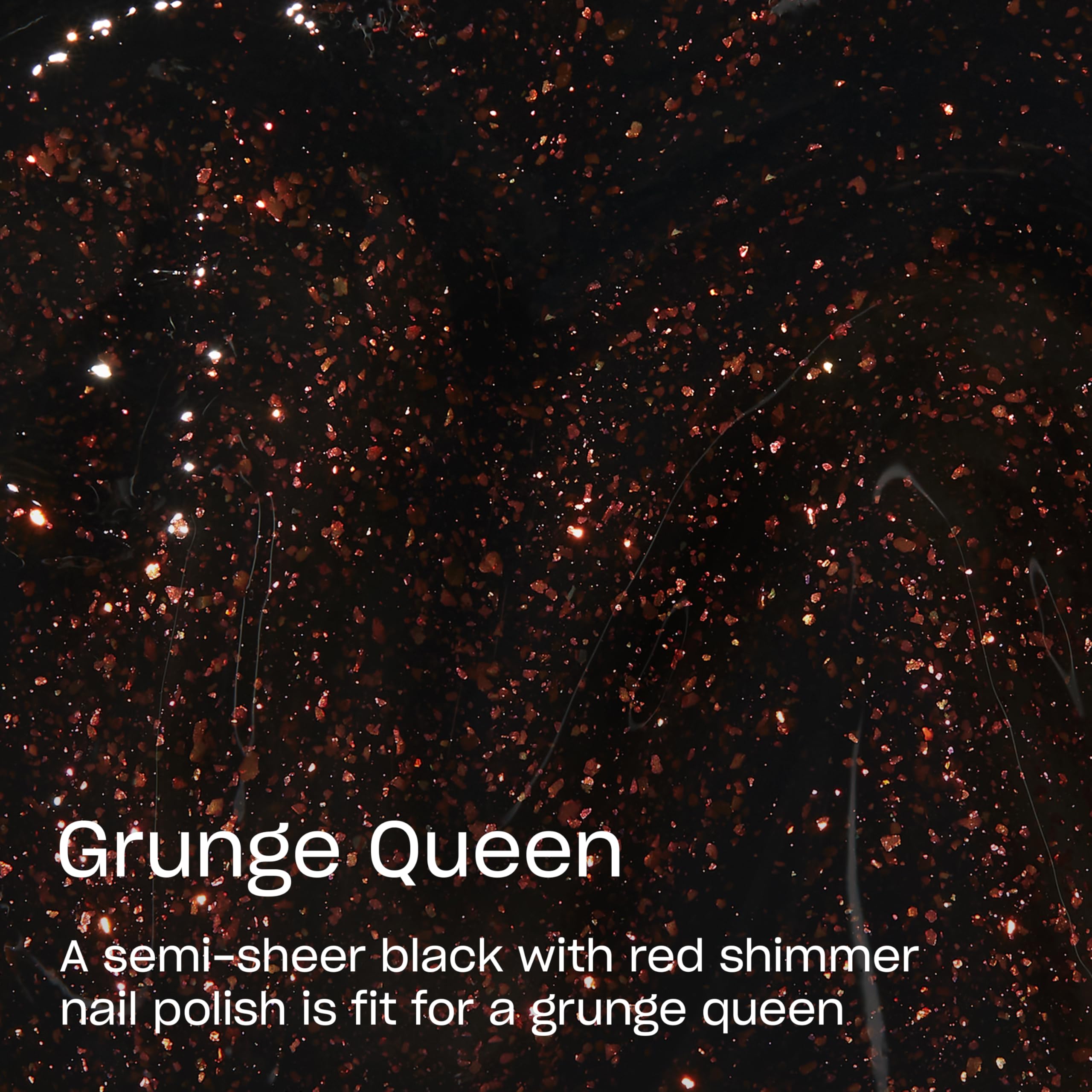 OPI Grunge Queen: muestrario negro con brillos cobre para look audaz.