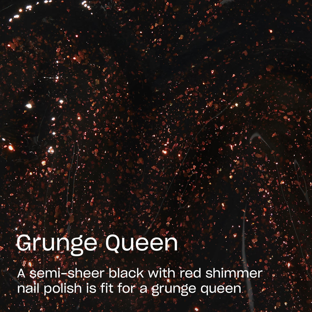 OPI Grunge Queen: muestrario negro con brillos cobre para look audaz.