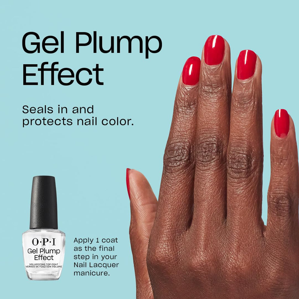 OPI Gel Plump Top Coat, aplicación sin rayas para un acabado liso.