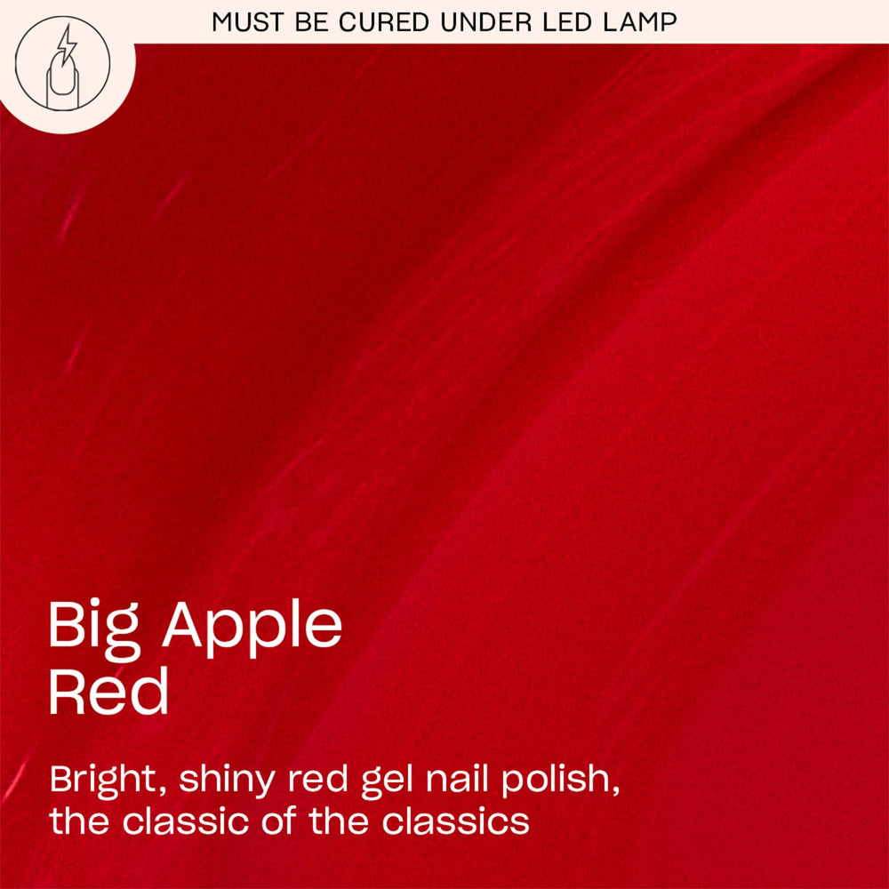 OPI GelColor Big Apple Red brush-stroke demonstrates smooth, even coverage.