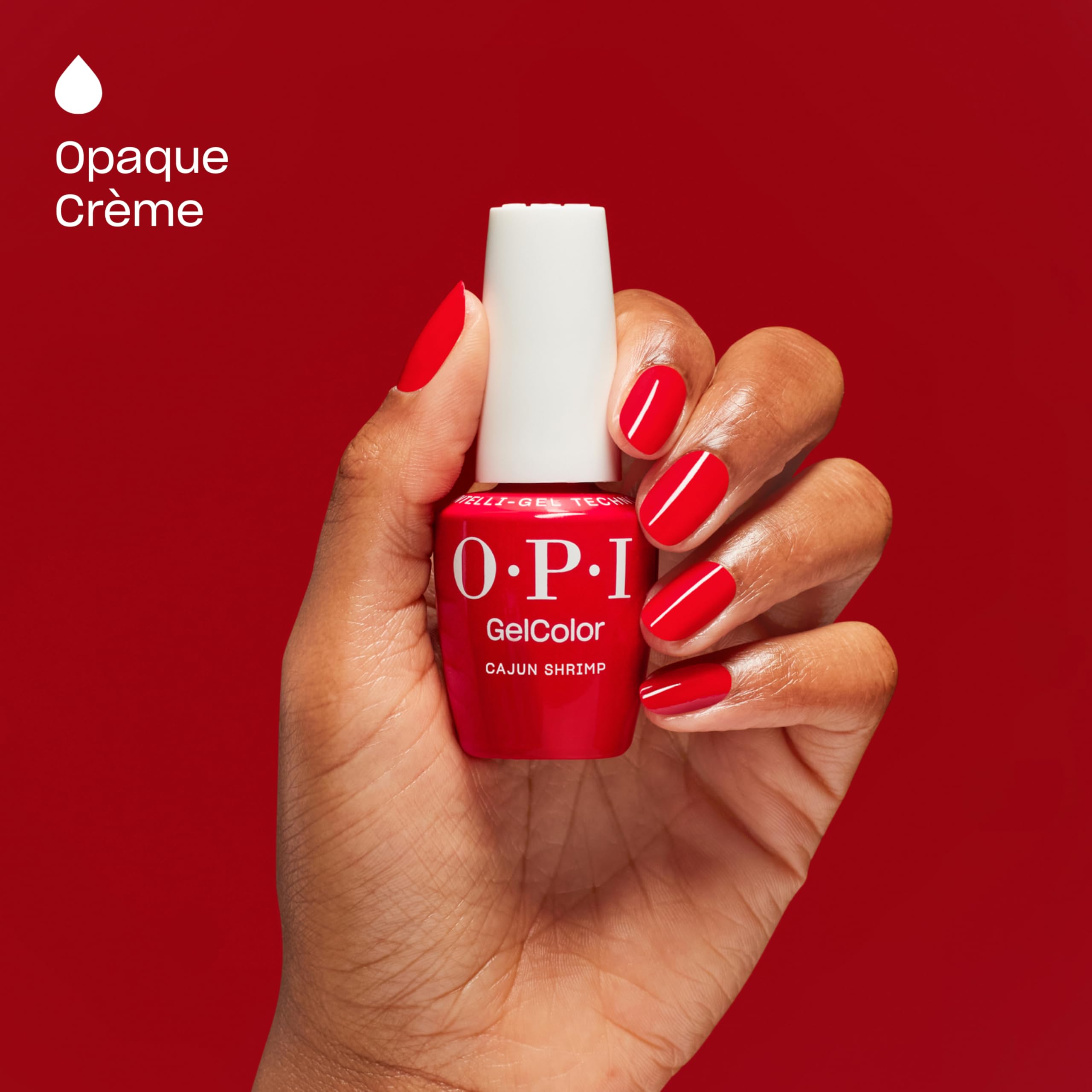 OPI GelColor Cajun Shrimp on nails shows opaque coral coverage