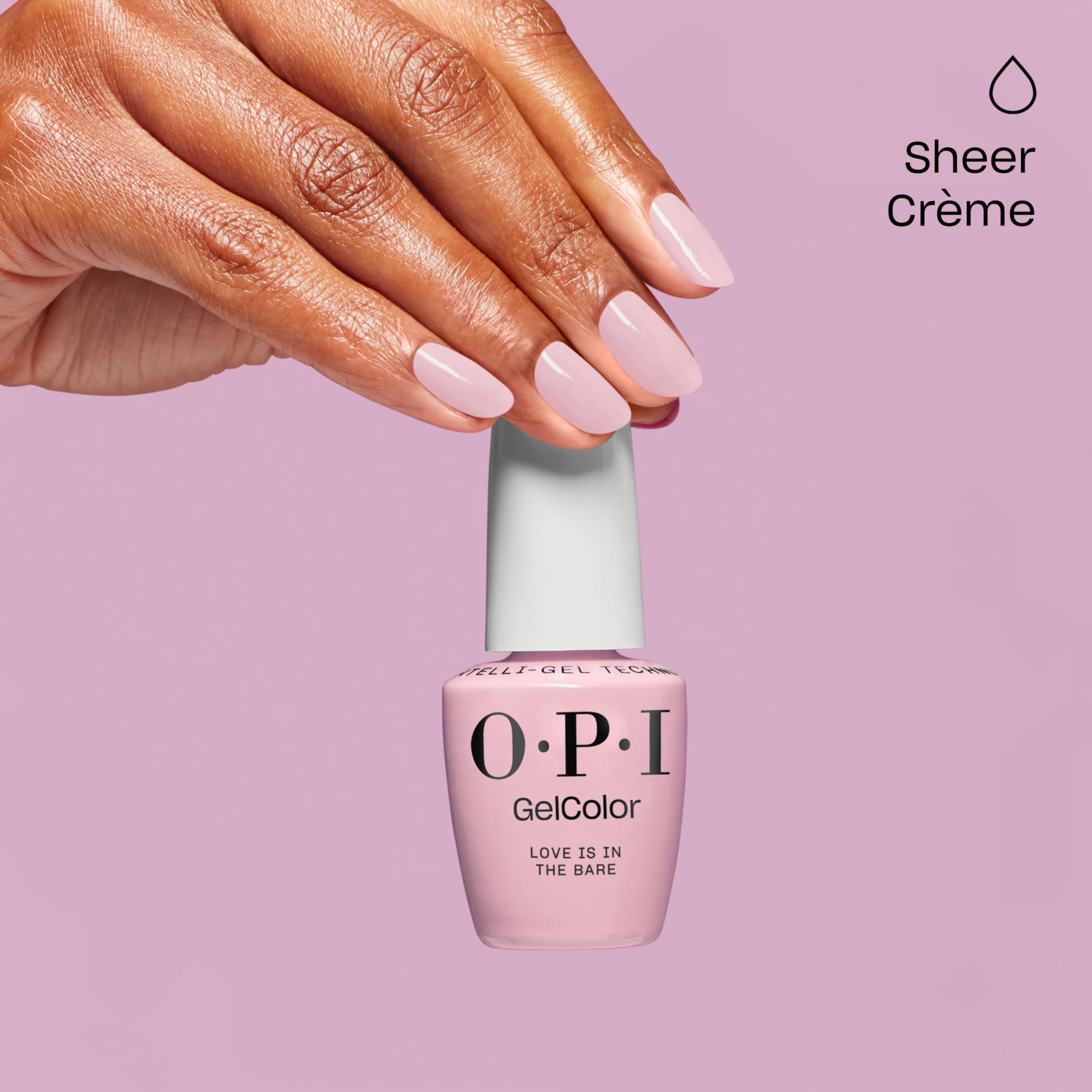 OPI GelColor Love is in the Bare LED cure; quick 30-second set.