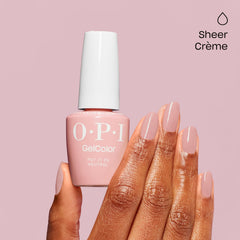OPI GelColor Put It in Neutral high-gloss finish enhances shine.