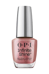 OPI Infinite Shine Chicago Champaign Toast, botella rosado oscuro perlado, acabado duradero.