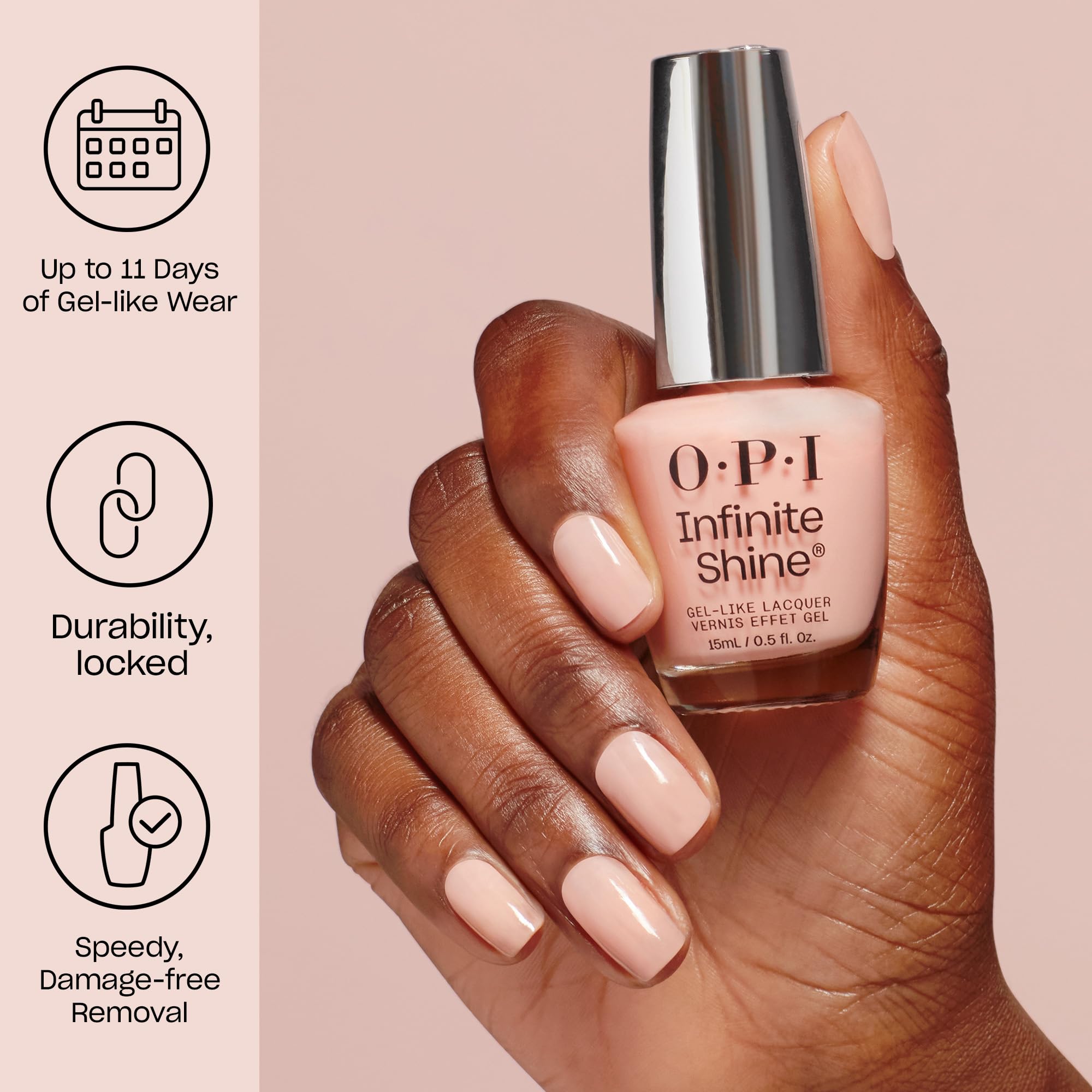 OPI Infinite Shine Less is Norse con brocha profesional para un acabado parejo.
