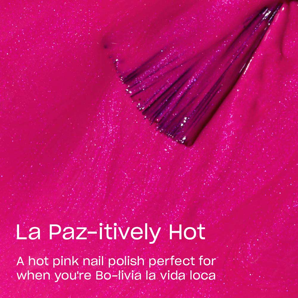 OPI La Paz-itively Hot con pincel ancho profesional facilita cobertura uniforme.