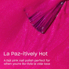 OPI La Paz-itively Hot con pincel ancho profesional facilita cobertura uniforme.