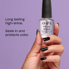 OPI Mirror Shine Top Coat: acabado de alto brillo para uñas pulidas.