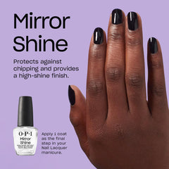 OPI Mirror Shine Top Coat: brocha lista para cobertura suave y sin vetas.