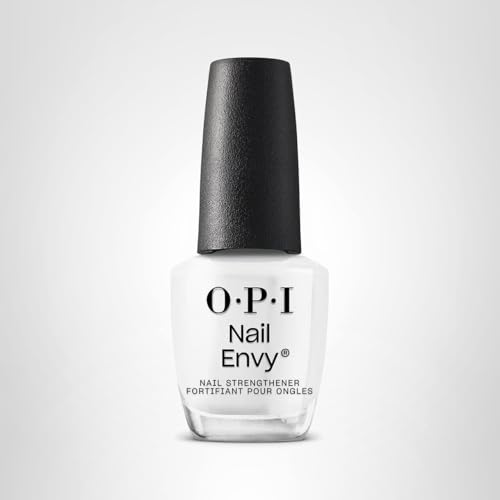 Close-up of nails with OPI Nail Envy Alpine Snow matte finish.