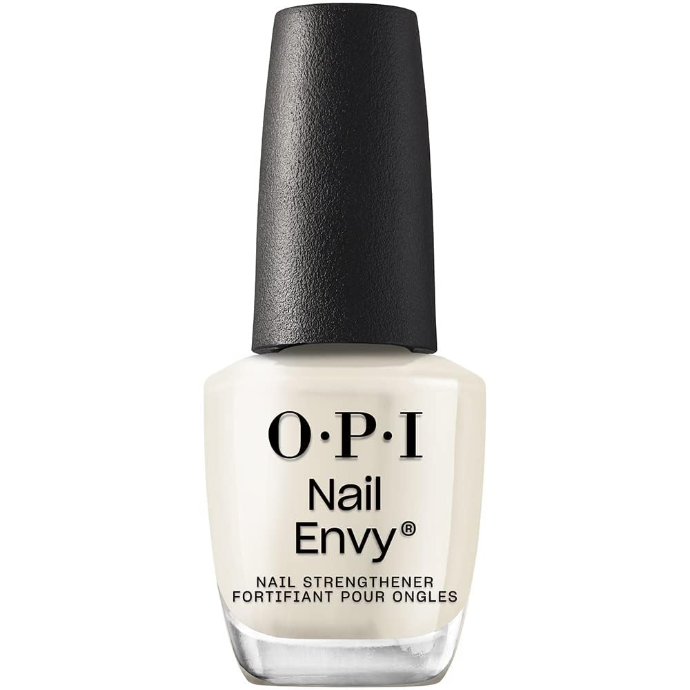 OPI Nail Envy bottle close-up showing a fortified shield for stronger nails.