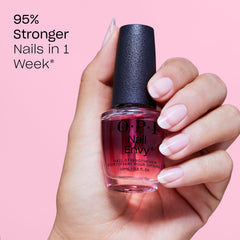 OPI Nail Envy Pink to Envy brush applies the vegan formula smoothly for even coverage.